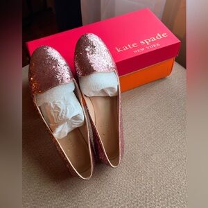 Kate Spade Pink Glitter Loafers